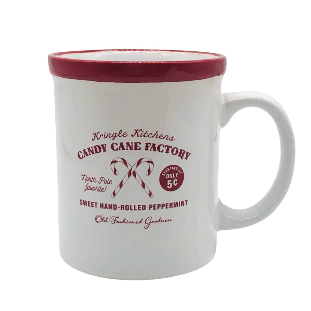 Kringle Kitchen Candy Cane Factory Christmas Mug
